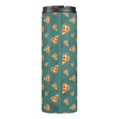 Koel pizza snijdt  blauwgroen patroon Monogram Thermosbeker (Achterkant)