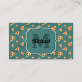 Koel pizza snijdt  blauwgroen patroon Monogram Visitekaartje (Voorkant)