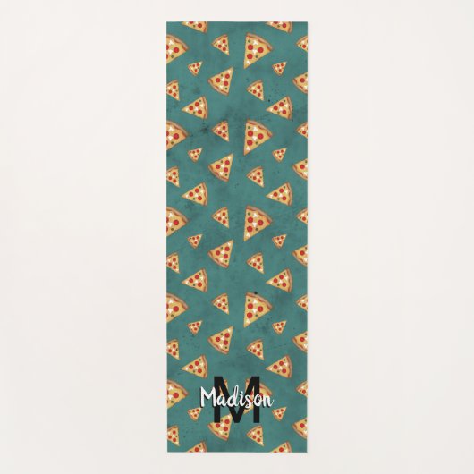Koel pizza snijdt blauwgroen patroon Monogram Yogamat (Voorkant)