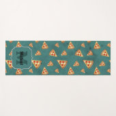 Koel pizza snijdt  blauwgroen patroon Monogram Yogamat (Voorkant (horizontaal))