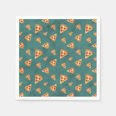 Koel pizza snijdt  blauwgroen patroon servet (Voorkant)