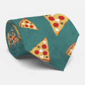 Koel pizza snijdt  blauwgroen patroon stropdas (Opgerold)