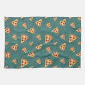 Koel pizza snijdt  blauwgroen patroon theedoek (Horizontaal)