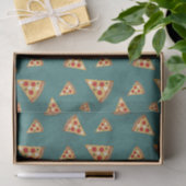Koel pizza snijdt  blauwgroen patroon tissuepapier (Geschenk)