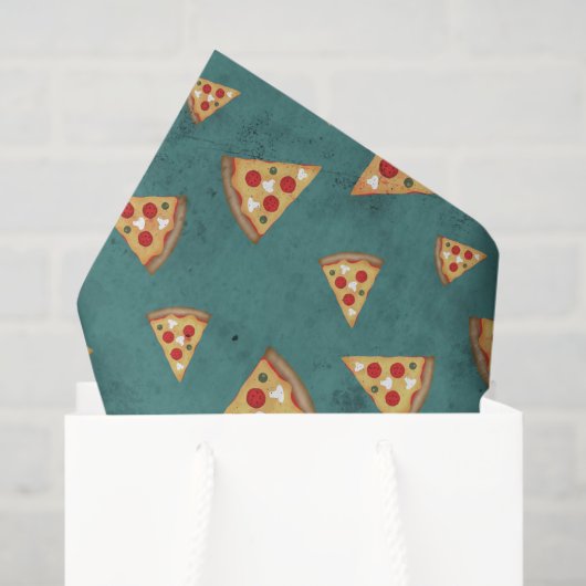 Koel pizza snijdt  blauwgroen patroon tissuepapier (Cadeauzakje)