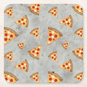 Koel pizza snijdt  grijs patroon kartonnen onderzetters (Voorkant)