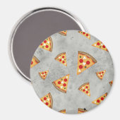 Koel pizza snijdt  grijs patroon magneet (Voorkant / Achterkant)