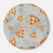 Koel pizza snijdt  grijs patroon magneet (Voorkant)