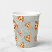 Koel pizza snijdt  grijs patroon papieren bekers (Achterkant)