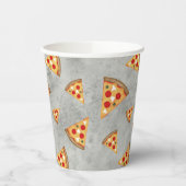 Koel pizza snijdt  grijs patroon papieren bekers (Links)