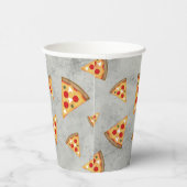 Koel pizza snijdt  grijs patroon papieren bekers (Rechts)