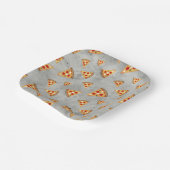 Koel pizza snijdt  grijs patroon papieren bordje (Gebogen)