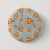 Koel pizza snijdt grijs patroon ronde button 5,7 cm (Voorkant)