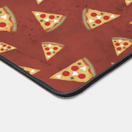 Koel pizza snijdt  rood patroon bureaumat (Hoek)