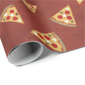 Koel pizza snijdt  rood patroon cadeaupapier (Rol Hoek)