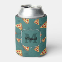 Koel pizza snijdt vintage teal patroon Monogram