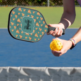 Koel pizza snijdt vintage teal patroon Monogram Pickleball Paddle