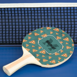 Koel pizza snijdt vintage teal patroon Monogram Tafeltennisbatje