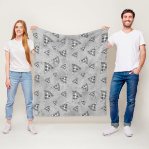 Koel pizza snijdt vintage zwart wit grijs patroon fleece deken