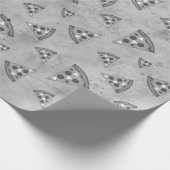 Koel pizza snijdt  zwart wit grijs patroon cadeaupapier (Hoek)