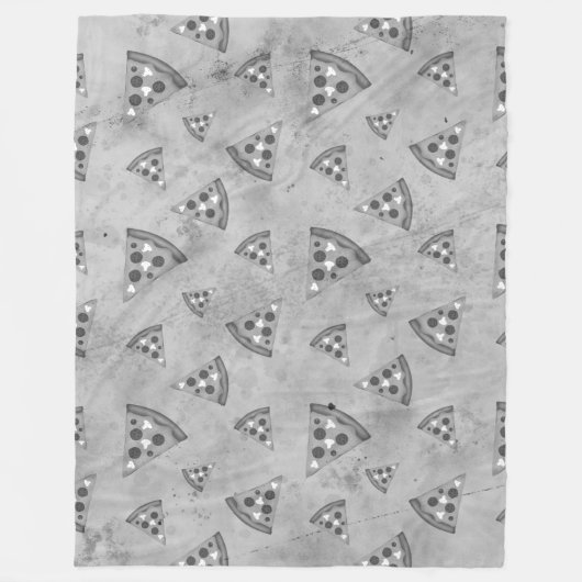 Koel pizza snijdt  zwart wit grijs patroon fleece deken (Voorkant)