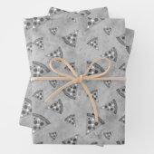 Koel pizza snijdt  zwart wit grijs patroon inpakpapier vel (In situ)