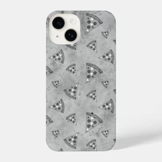 Koel pizza snijdt zwart wit grijs patroon iPhone hoesje (Achterkant)