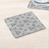 Koel pizza snijdt  zwart wit grijs patroon kartonnen onderzetters (Schuin)