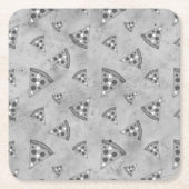 Koel pizza snijdt  zwart wit grijs patroon kartonnen onderzetters (Voorkant)