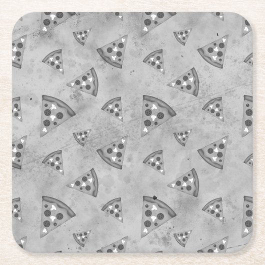 Koel pizza snijdt  zwart wit grijs patroon kartonnen onderzetters (Voorkant)