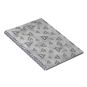 Koel pizza snijdt zwart wit grijs patroon notitieboek
