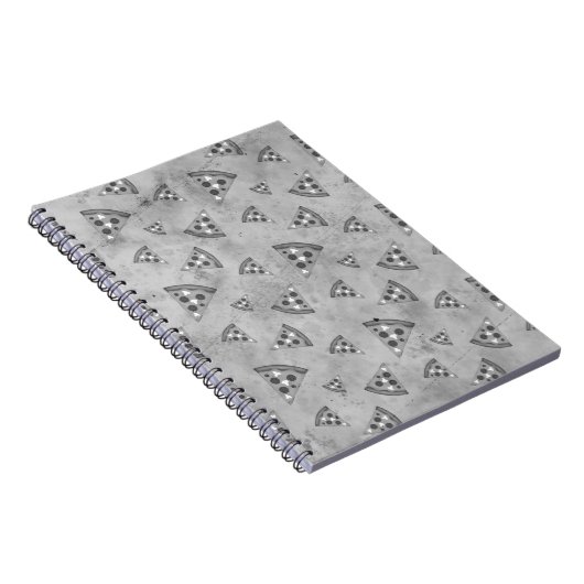 Koel pizza snijdt  zwart wit grijs patroon notitieboek (Rechterzijde)