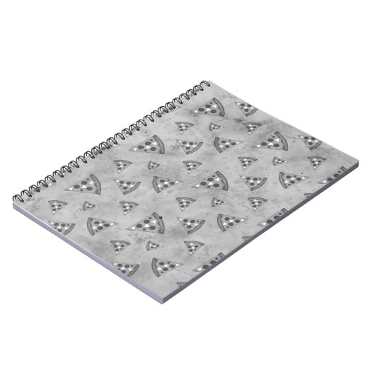 Koel pizza snijdt  zwart wit grijs patroon notitieboek (Linkerzijde)