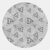 Koel pizza snijdt  zwart wit grijs patroon ronde sticker (Voorkant)