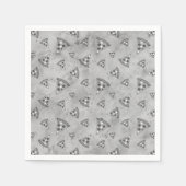 Koel pizza snijdt  zwart wit grijs patroon servet (Voorkant)