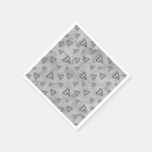 Koel pizza snijdt  zwart wit grijs patroon servet (Hoek)