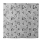 Koel pizza snijdt  zwart wit grijs patroon tegeltje (Voorkant)