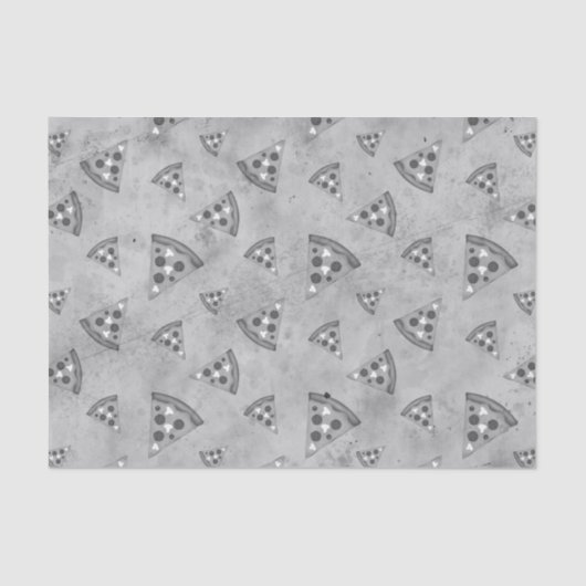 Koel pizza snijdt  zwart wit grijs patroon tissuepapier (Voorkant)