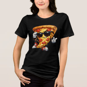 Koel pizzapuntmaskotte met zonnebril Kunst Tri-Blend Shirt