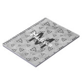 Koel pizzasnijde vintage zwart wit grijs Monogram Notitieboek (Linkerzijde)