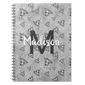 Koel pizzasnijde vintage zwart wit grijs Monogram Notitieboek (Voorkant)
