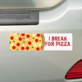 Koel plezier Ik breek uit voor pizzarode tekst Bumpersticker (Op auto)