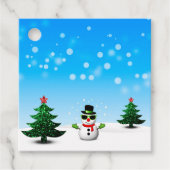 Koel plezier Snowman Sparkly-kerstbomen blauw Bedankjes Labels (Voorkant)