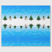 Koel plezier Snowman Sparkly-kerstbomen blauw Cadeaupapier (Vlak)