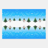 Koel plezier Snowman Sparkly-kerstbomen blauw Inpakpapier Vel (Voorkant 2)