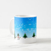 Koel plezier Snowman Sparkly-kerstbomen blauw Koffiemok (Voorkant links)