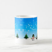 Koel plezier Snowman Sparkly-kerstbomen blauw Koffiemok (Center)
