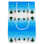 Koel plezier Snowman Sparkly-kerstbomen blauw Medium Cadeauzakje (Achterkant)