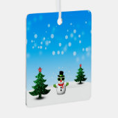 Koel plezier Snowman Sparkly-kerstbomen blauw Metalen Ornament (Voorkant Rechts)