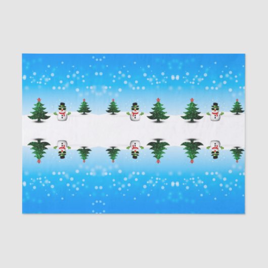 Koel plezier Snowman Sparkly-kerstbomen blauw Tissuepapier (Voorkant)
